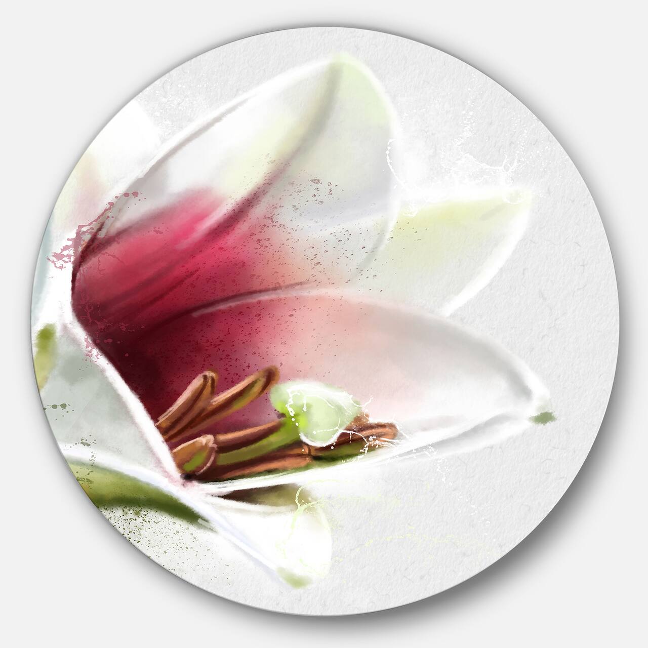 Designart - Beautiful Lily Flower Watercolor' Disc Flowers Large Metal Circle Wall Artwork